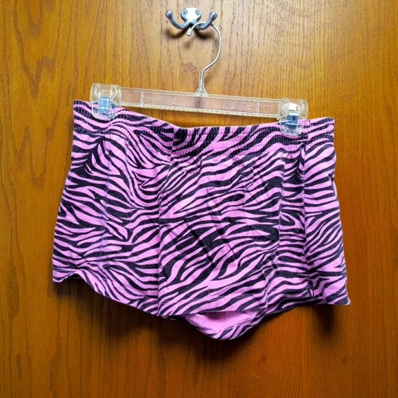 Pink & Black Zebra Large Shorts Athletic/ Sleep Short women's large L 11-13 - Picture 2 of 6